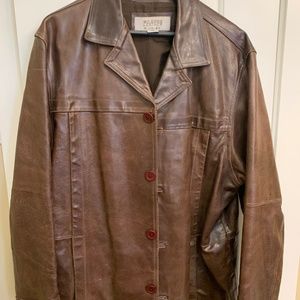 MENS WILSONS DARK BROWN LEATHER JACKET SIZE XL